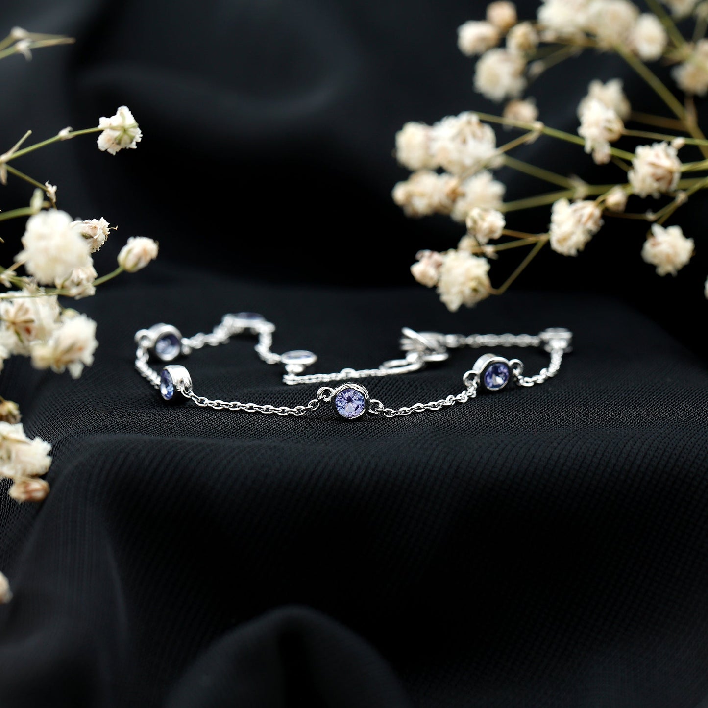 Certified Natural Tanzanite Chain Bracelet for Her