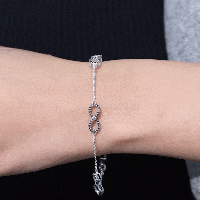 Certified Lab Grown Black Diamond Infinity Chain Bracelet