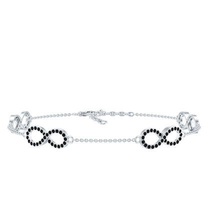 Certified Lab Grown Black Diamond Infinity Chain Bracelet
