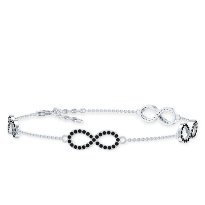 Certified Lab Grown Black Diamond Infinity Chain Bracelet