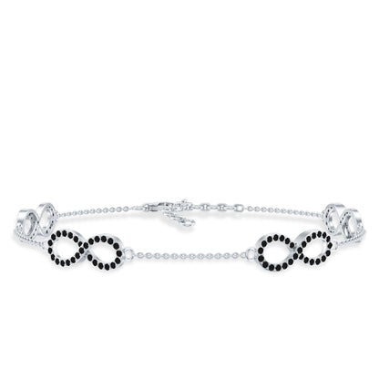 Certified Lab Grown Black Diamond Infinity Chain Bracelet