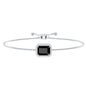 Natural 1.8 Carat Emerald Cut Black Onyx Bolo Bracelet with Diamond Halo