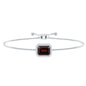 Real 2 Carat Emerald Cut Garnet Bolo Bracelet with Diamond Halo