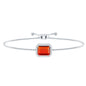 Real 1 Carat Emerald Cut Fire Opal Bolo Bracelet with Diamond Halo