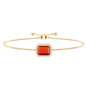 Real 1 Carat Emerald Cut Fire Opal Bolo Bracelet with Diamond Halo