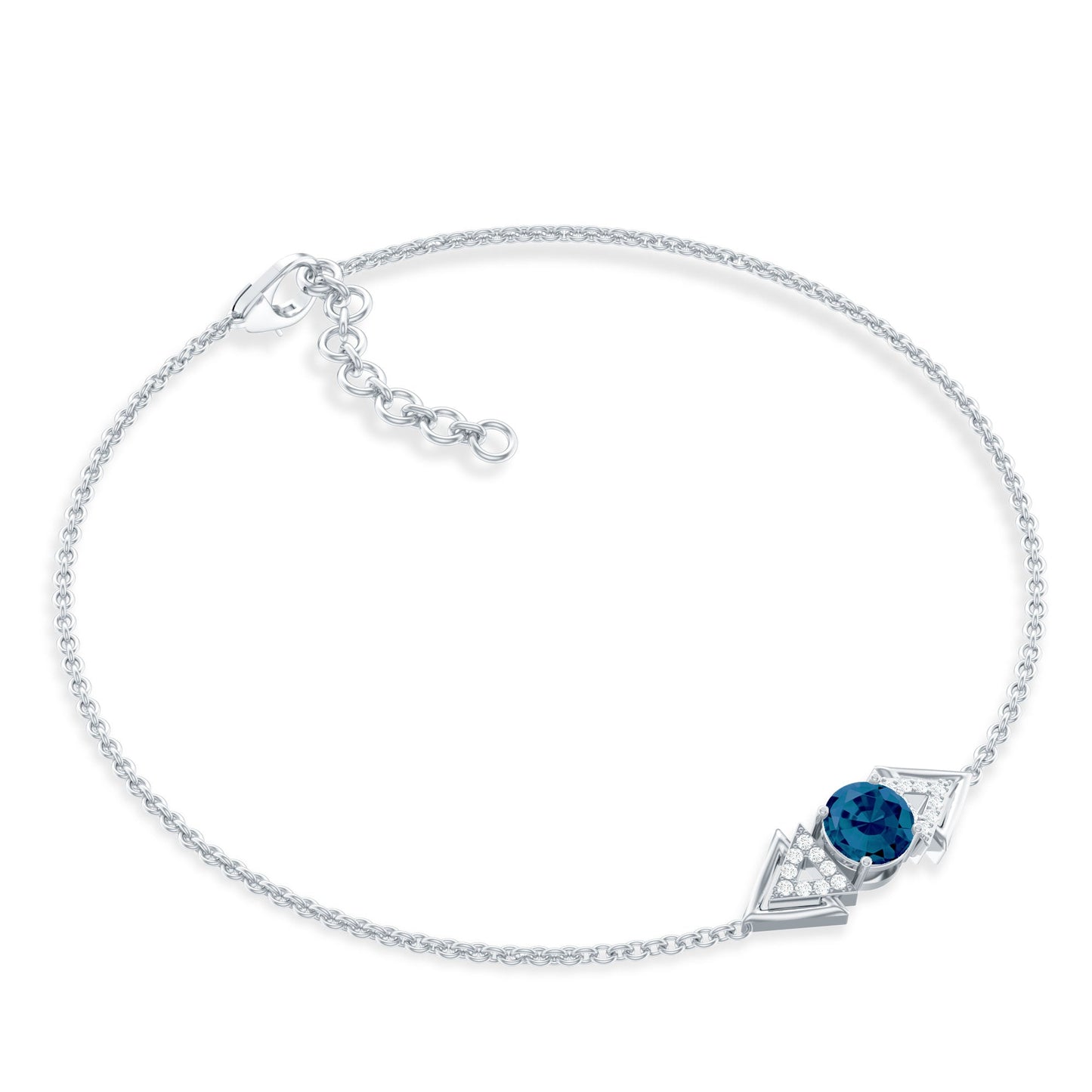 Real London Blue Topaz and Diamond Chain Bracelet