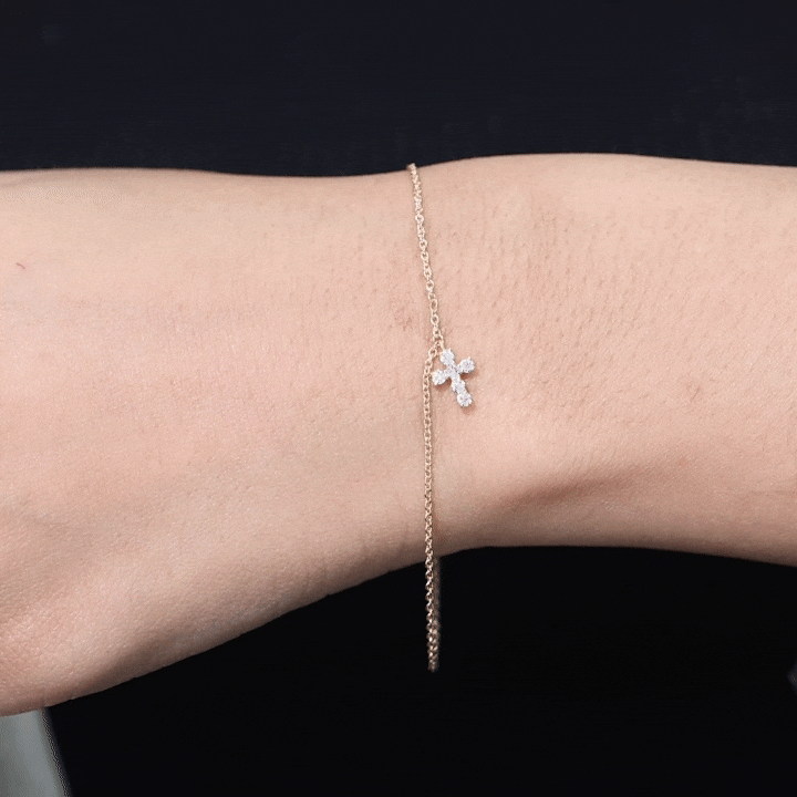 Certified Moissanite Cross Charm Chain Bracelet for Women