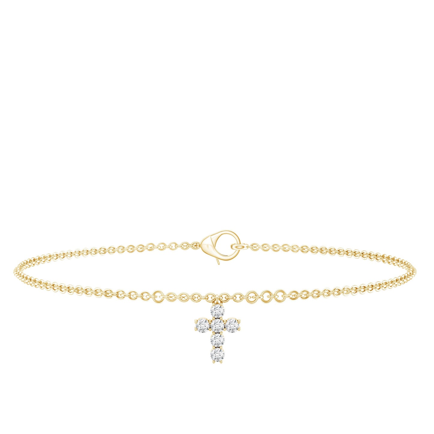 Certified Moissanite Cross Charm Chain Bracelet for Women