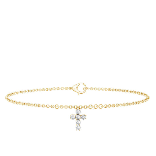 Certified Moissanite Cross Charm Chain Bracelet for Women