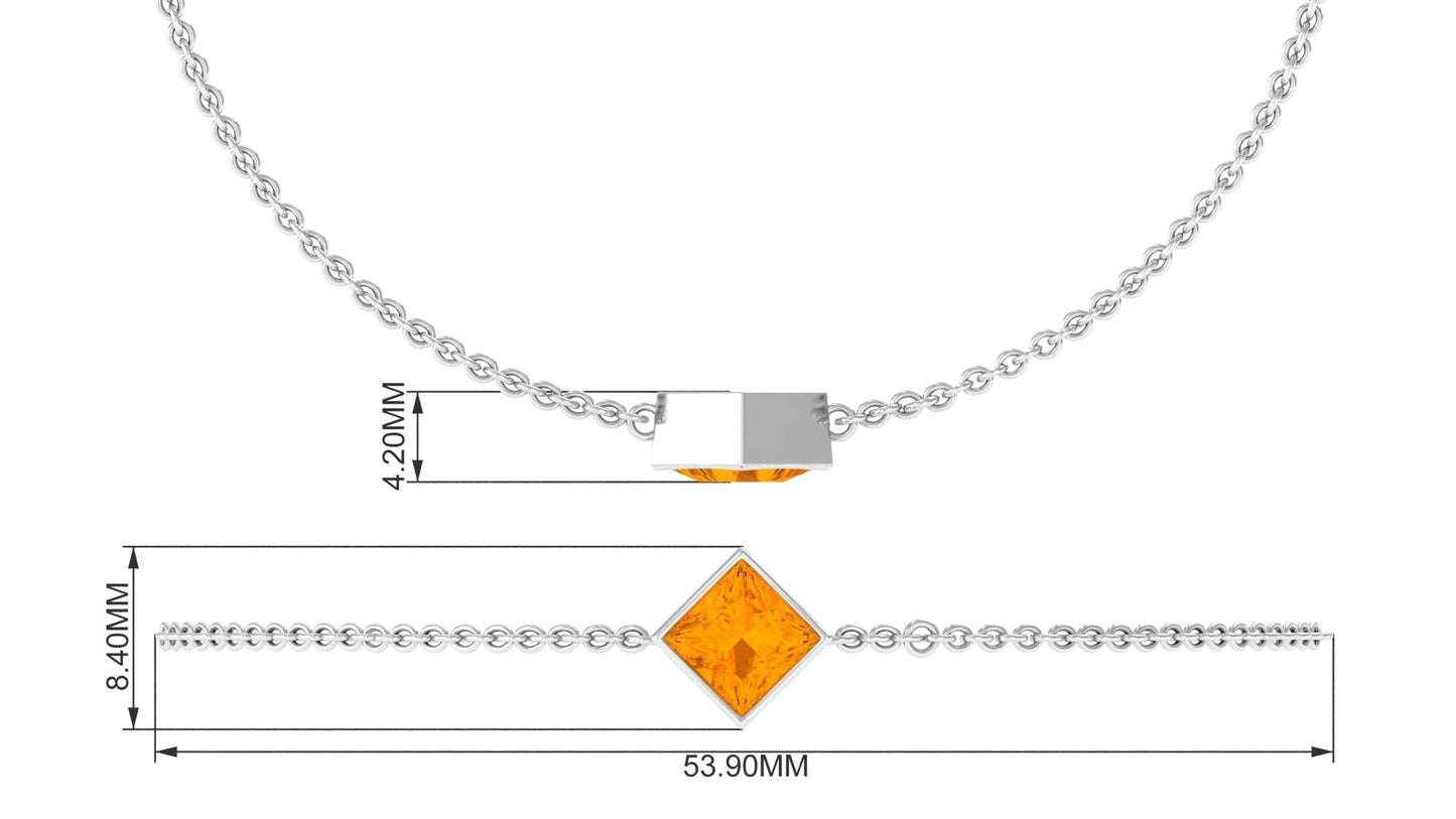 Genuine 0.5 Carat Princess Cut Fire Opal Birthstone Bracelet
