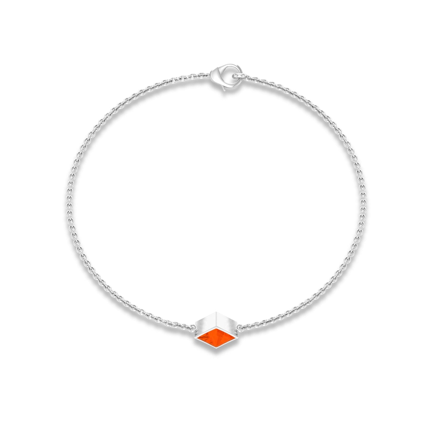 Genuine 0.5 Carat Princess Cut Fire Opal Birthstone Bracelet