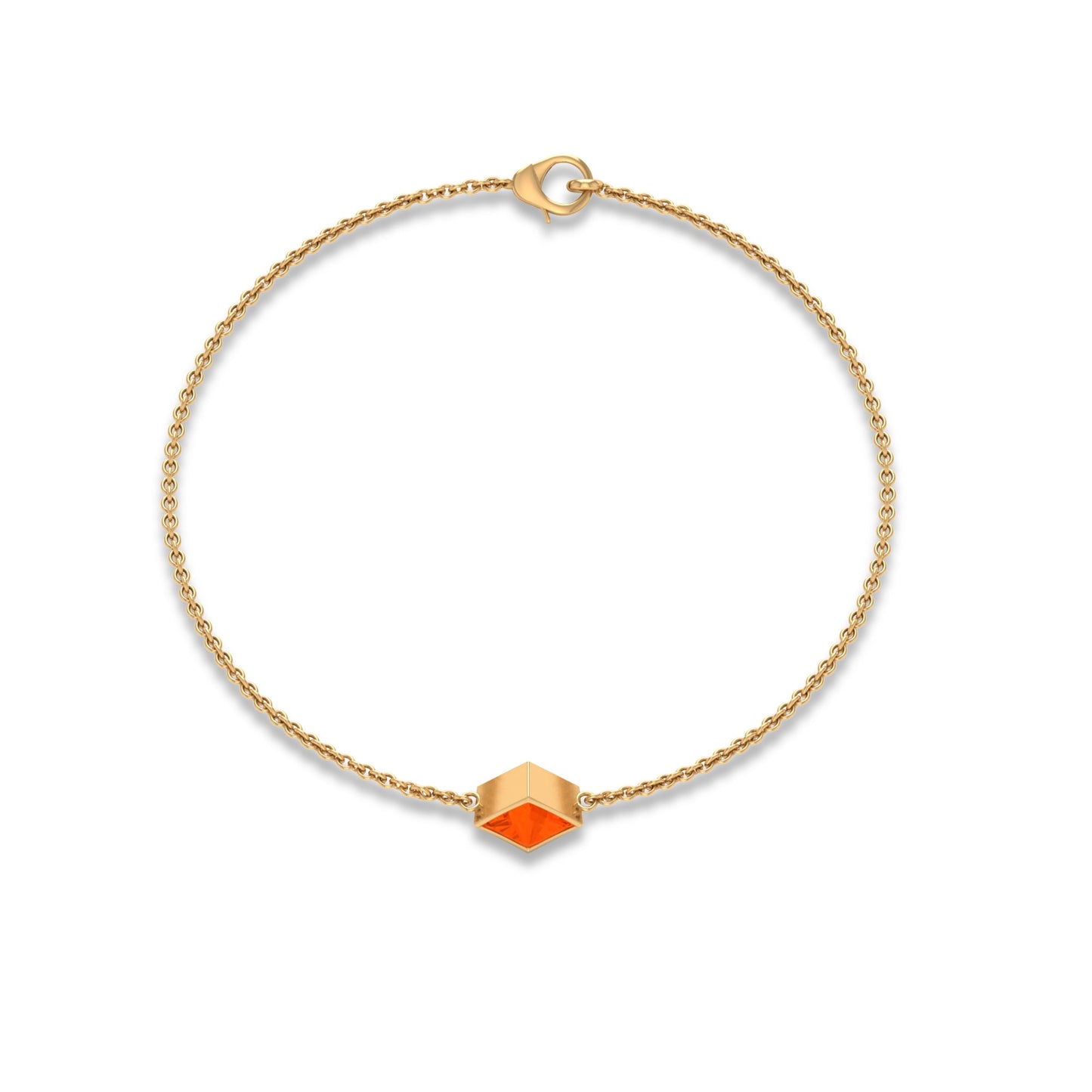 Genuine 0.5 Carat Princess Cut Fire Opal Birthstone Bracelet