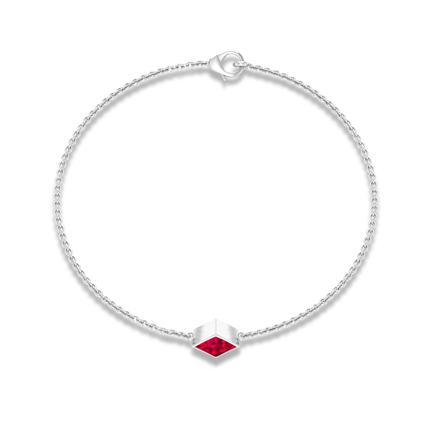 0.8 Carat Princess Cut Ruby Birthstone Bracelet