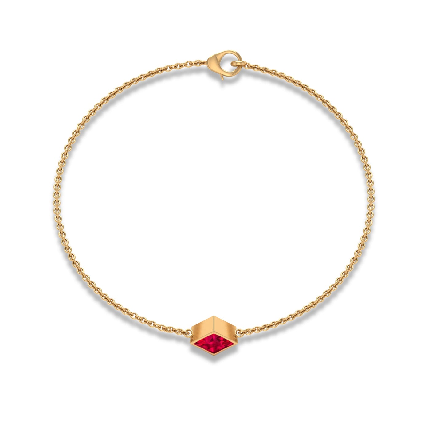 0.8 Carat Princess Cut Ruby Birthstone Bracelet