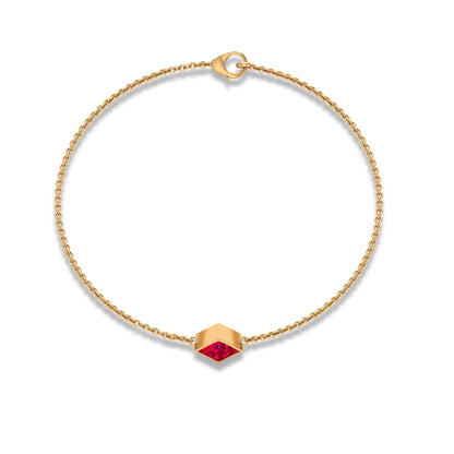 0.8 Carat Princess Cut Ruby Birthstone Bracelet