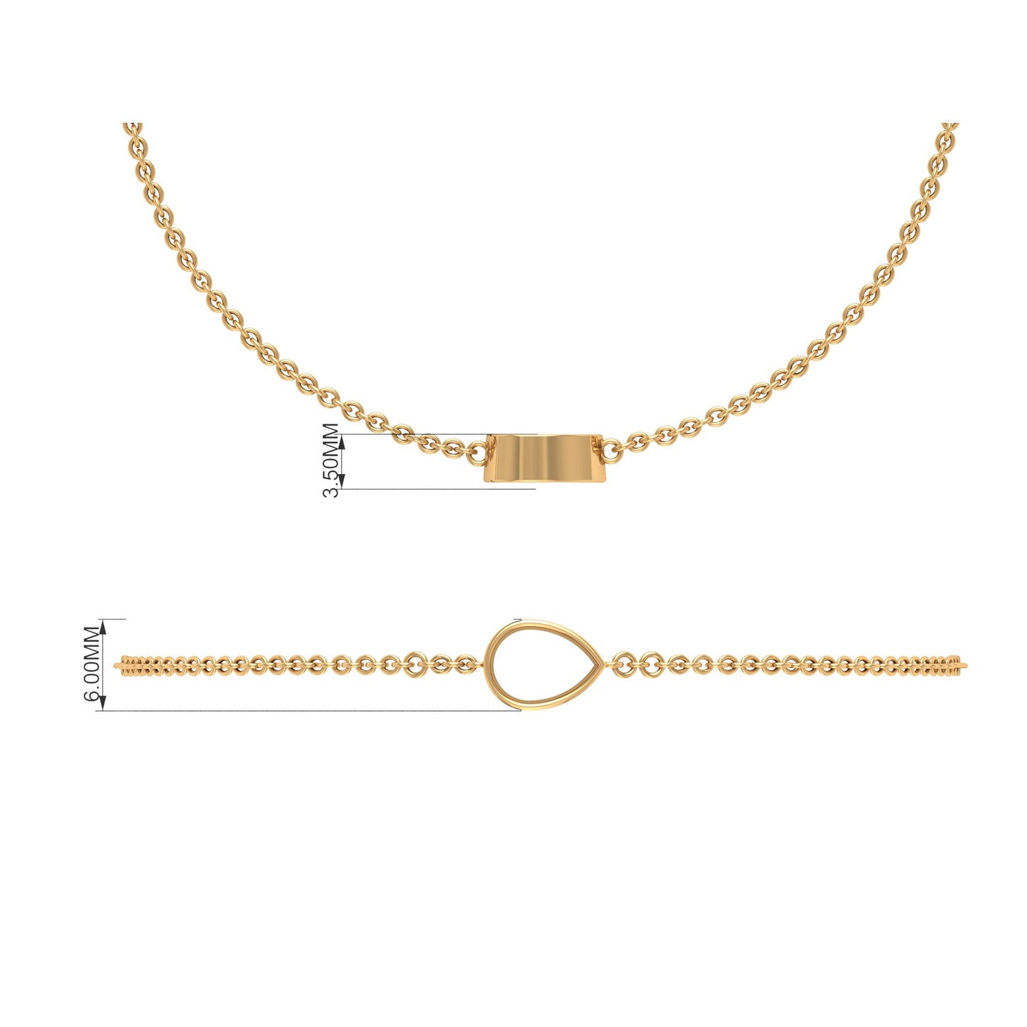 0.7 Carat Pear Cut London Blue Topaz Solitaire Chain Bracelet