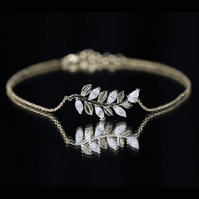 Certified Moissanite Leaf Chain Bracelet for Women