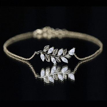 Certified Moissanite Leaf Chain Bracelet for Women