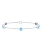 Real Aquamarine Station Chain Bracelet in Bezel Setting