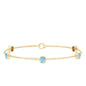 Real Aquamarine Station Chain Bracelet in Bezel Setting