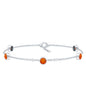 Real Fire Opal Five Stone Station Chain Bracelet in Bezel Setting