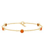 Real Fire Opal Five Stone Station Chain Bracelet in Bezel Setting