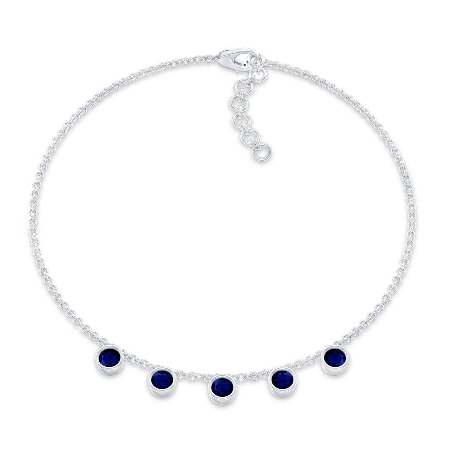 Bezel Set Blue Sapphire Charm Bracelet