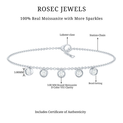 Certified Moissanite Five Stone Bracelet with Certificate