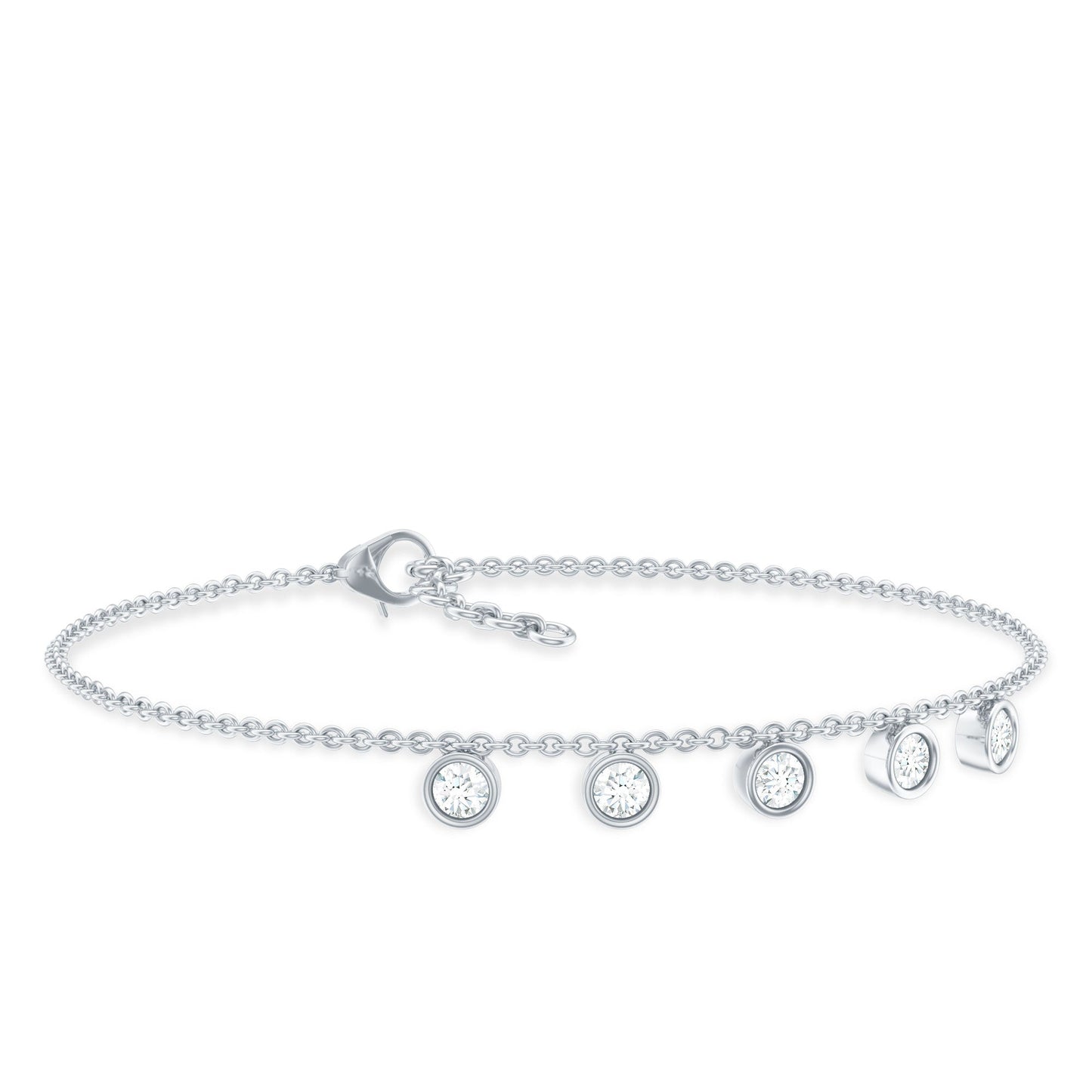 Certified Moissanite Five Stone Bracelet with Certificate