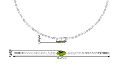 Genuine 0.74 Carat Marquise Cut Solitaire Peridot Chain Bracelet