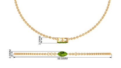 Genuine 0.74 Carat Marquise Cut Solitaire Peridot Chain Bracelet