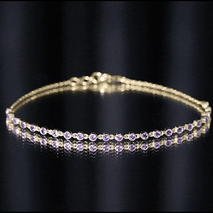 Minimalist Bezel Set Amethyst Chain Bracelet