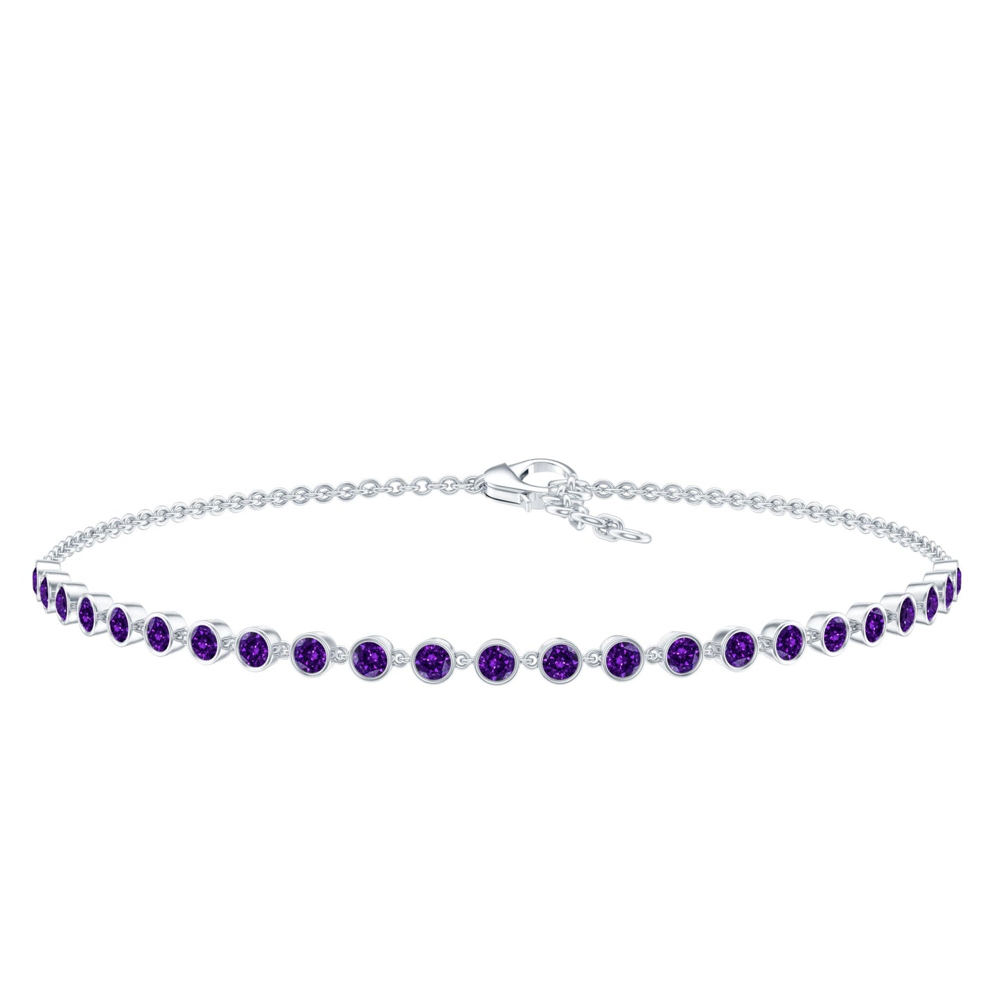 Minimalist Bezel Set Amethyst Chain Bracelet