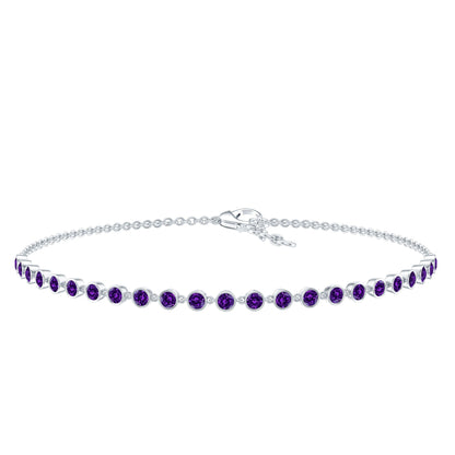 Minimalist Bezel Set Amethyst Chain Bracelet