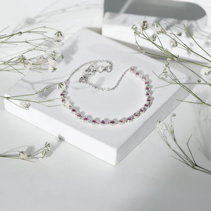 Minimalist Bezel Set Amethyst Chain Bracelet
