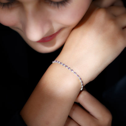 Minimalist Bezel Set Amethyst Chain Bracelet