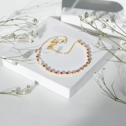 Minimalist Bezel Set Amethyst Chain Bracelet