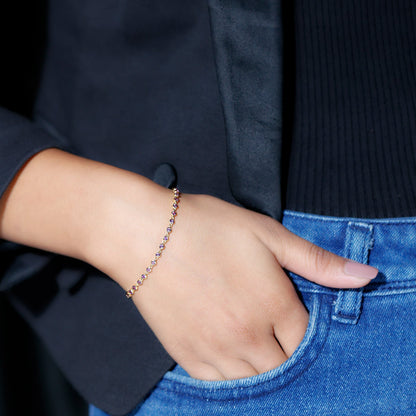 Minimalist Bezel Set Amethyst Chain Bracelet