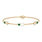 Genuine Emerald and Diamond Station Chain Bracelet