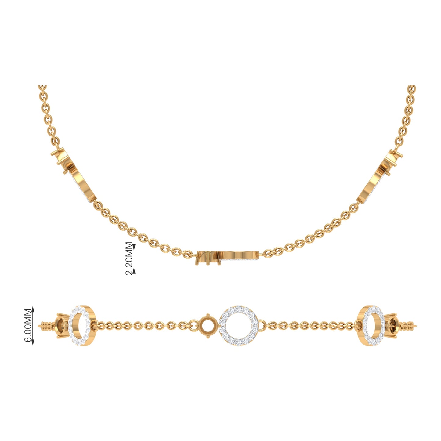 Genuine Emerald and Diamond Station Chain Bracelet