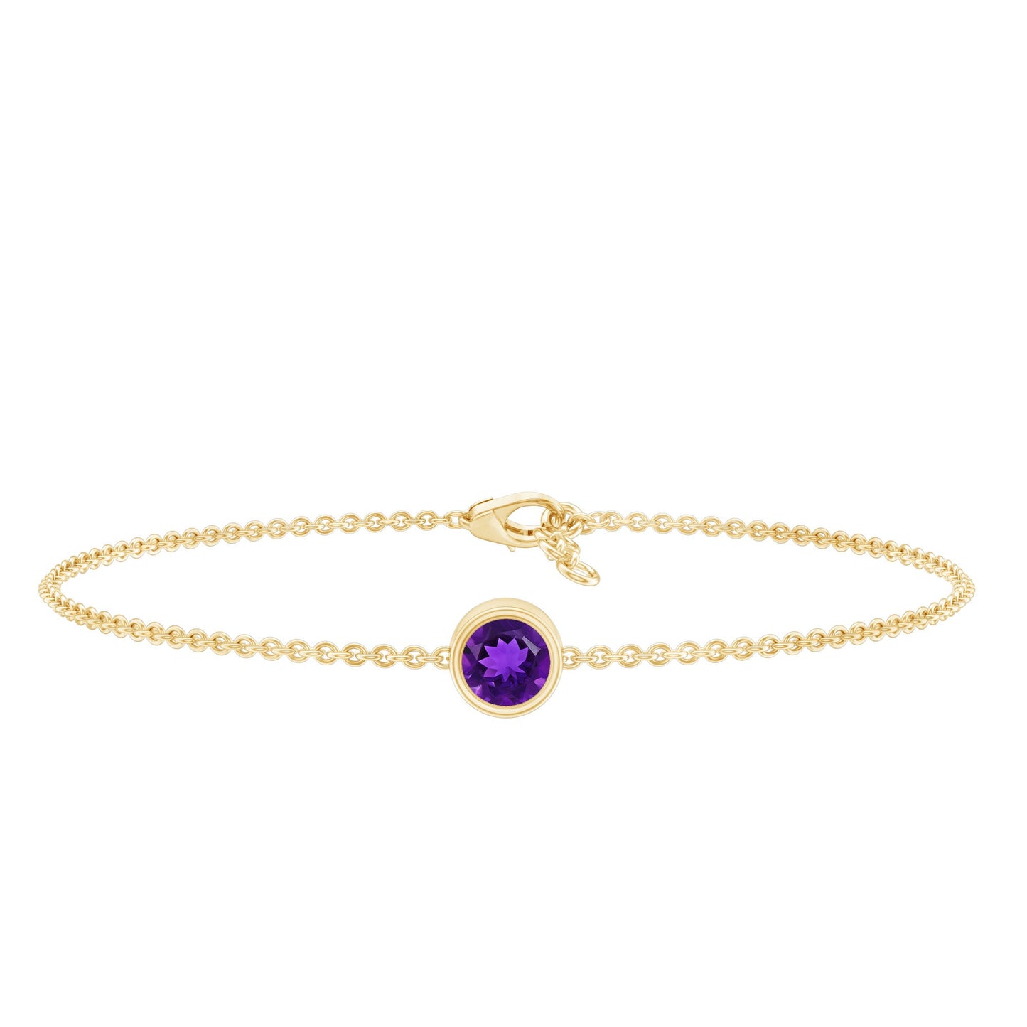 1.2 Carat Genuine Amethyst Solitaire Chain Bracelet in Bezel Set