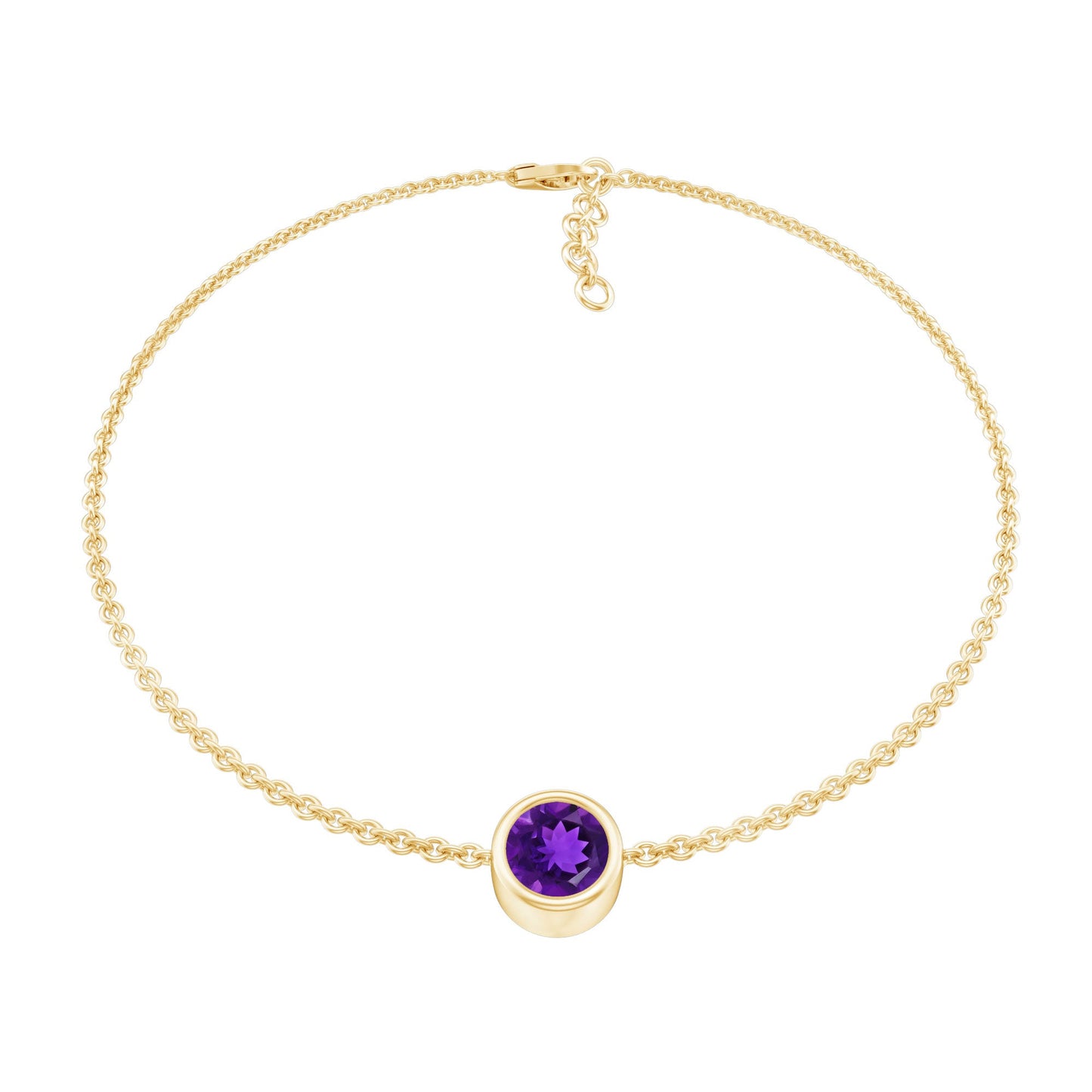 1.2 Carat Genuine Amethyst Solitaire Chain Bracelet in Bezel Set
