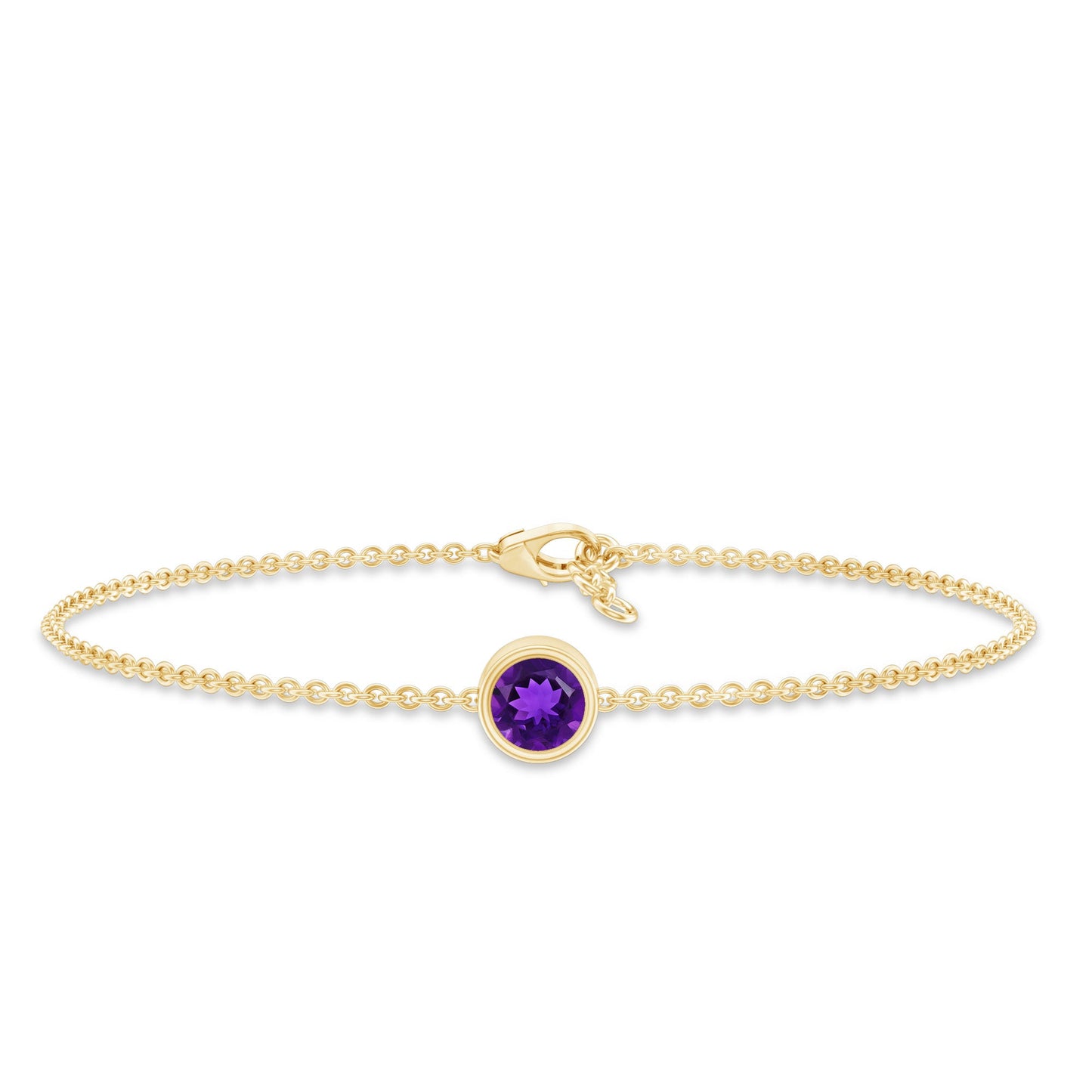 1.2 Carat Genuine Amethyst Solitaire Chain Bracelet in Bezel Set