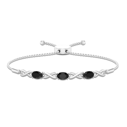 Natural Black Onyx Infinity Bolo Bracelet for Women