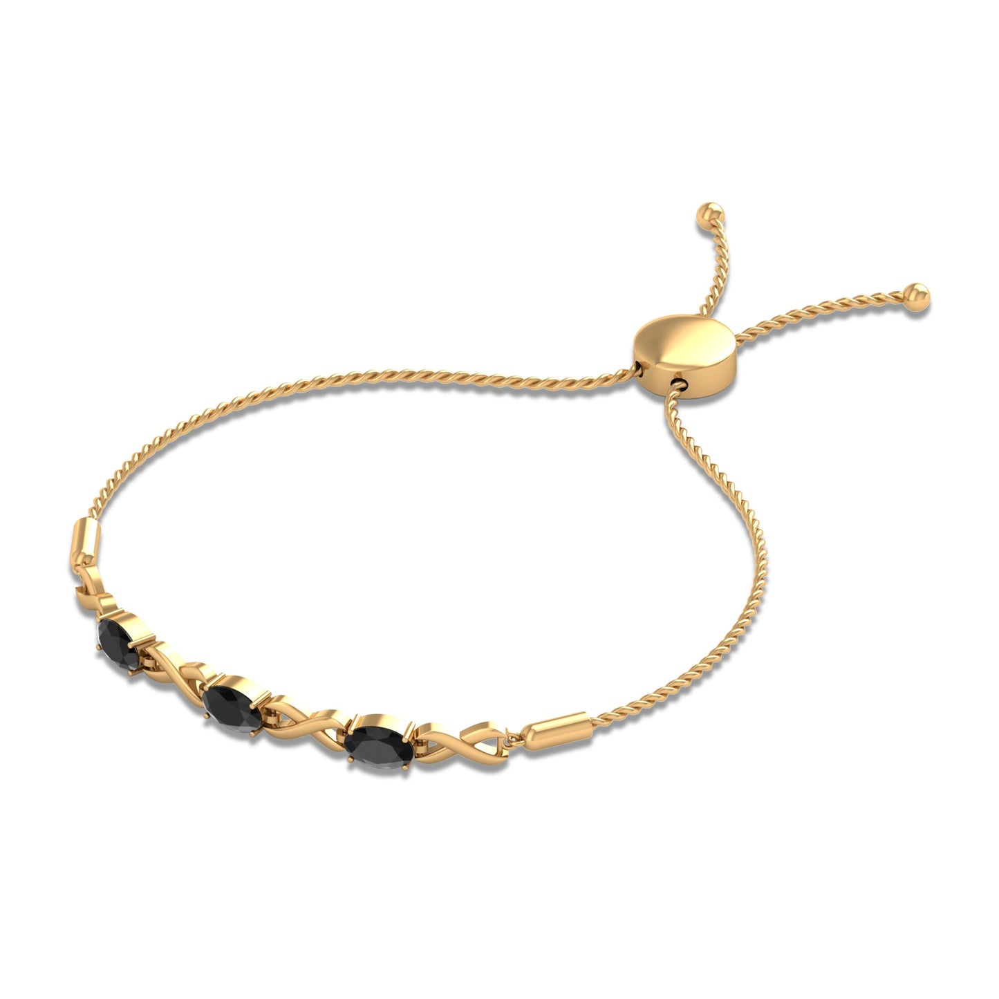 Natural Black Onyx Infinity Bolo Bracelet for Women