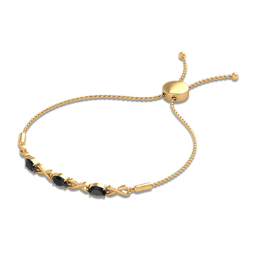 Natural Black Onyx Infinity Bolo Bracelet for Women