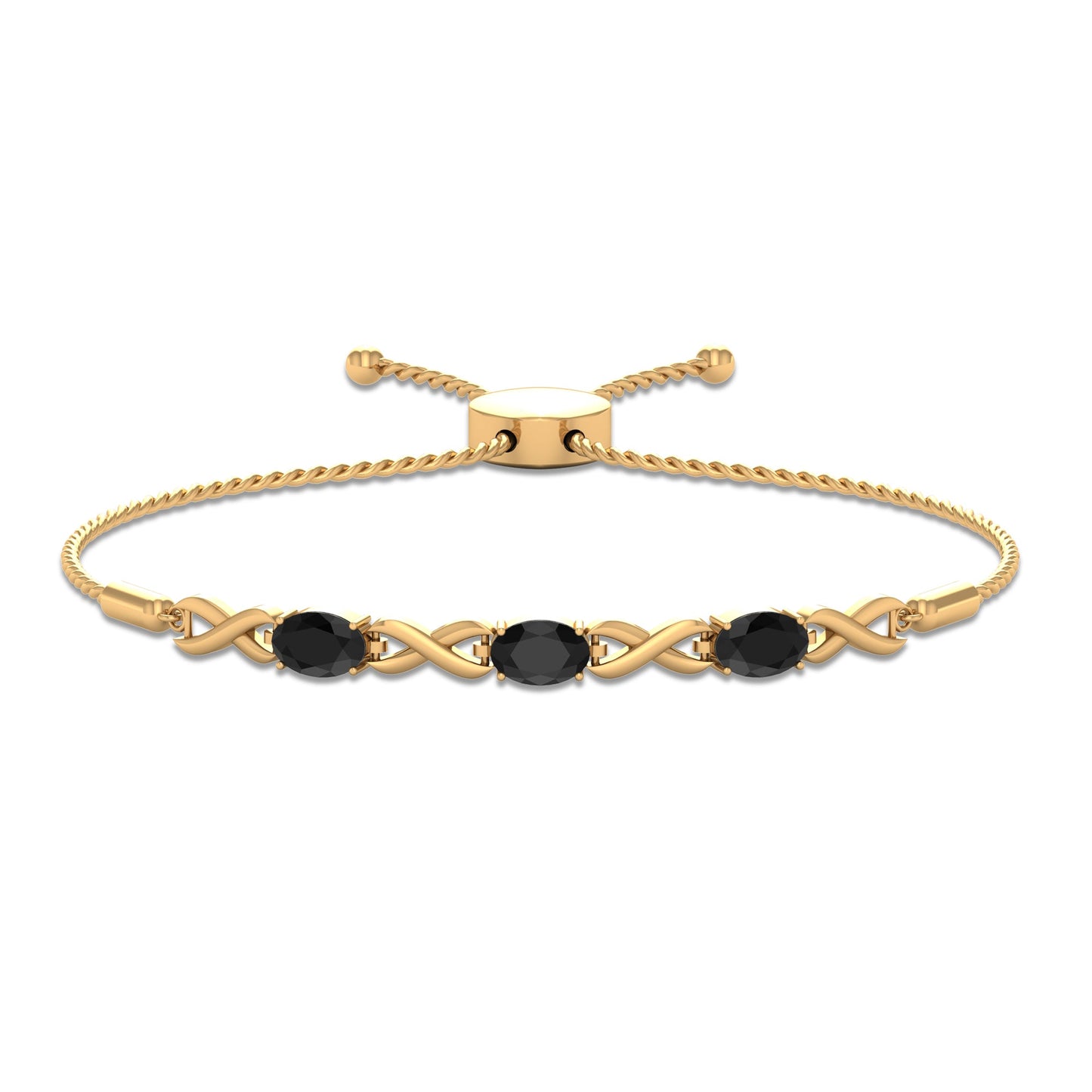Natural Black Onyx Infinity Bolo Bracelet for Women
