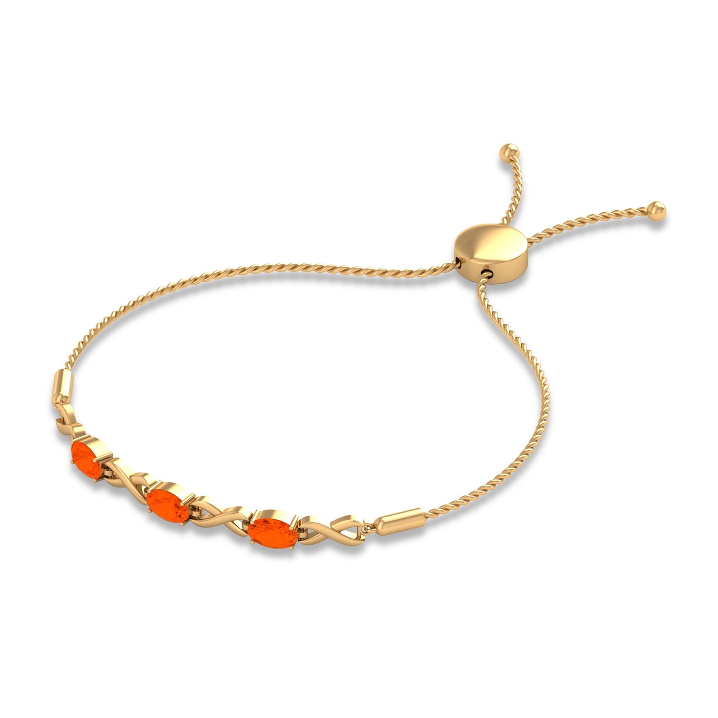 Natural Oval Fire Opal Infinity Bolo Bracelet for Women