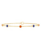 Bezel Set Fire Opal Evil Eye Station Bracelet for Women