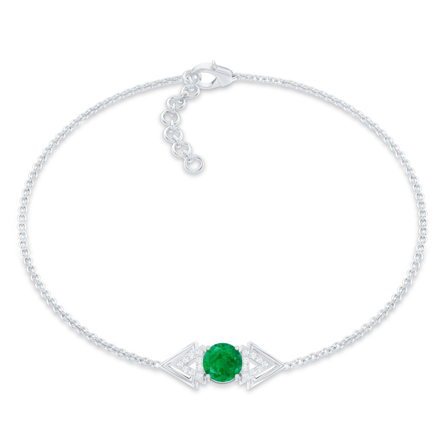 Genuine Emerald and Diamond Chain Bracelet For Her